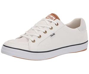 Keds Women's Center III Canvas Lace Up Sneakers, White/Navy Canvas, 40.5 EU