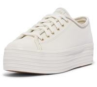Keds Women's Triple Up Leather Sneaker, White/Gold, 6.5