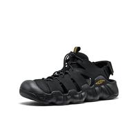 KEEN Hyperport Fisherman Herren Sandalen mit geschlossener Zehenpartie, einfach anzuziehen, bequem, Leder, Wander- und Wassersandalen, Schwarz/Keen Gelb, 44.5 EU