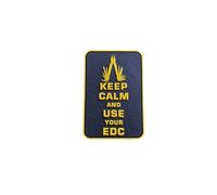 Keep Calm and use your EDC Patch, signal gelb auf schwarz, 3D Rubber Patch