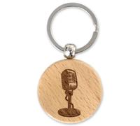keepdrum Schlüsselanhänger Rund mit Mikrofon Motiv