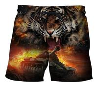 keephen Herren Tiger Bedruckt Strand Shorts Badehose Sommer Cool Quick Dry Board Shorts Badeanzug mit Seitentaschen