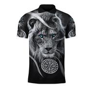 keephen Mjolnir Odin Wikinger Rabe Wolf Tattoo 3D gedruckt Herren Polo Shirt Sommer Kurzarm Revers Casual Polo Tops