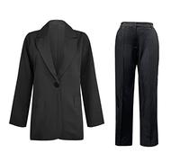 Keepink 2-teiliges Outfit für Damen, elegante Blazer-Jacken, hohe Taille, gerades Bein, Hose, Taschen, Anzüge, Set, Business, Freizeit, Büro, Damen, Herbst, Blazer, Jacke, Outfits, 06 Schwarz, XXXXXL