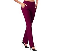 Keepink Arbeitshose für Damen, hohe Taille, Stretch, elegante Hose, Damen, leger, Business, Büro, Hose mit Taschen, Bauchkontrolle, Leggings, klassische Skinny Fit, Yoga-Hose, 1 x Weinrot, XL