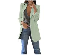 Keepink Blazer für Damen, Business, Freizeit, Übergröße, Anzugjacken, Revers, langärmelig, elegantes Oberteil, leicht, vorne offen, Cardigan, Arbeit, Büro, langer Blazer mit Taschen, S-5XL, 1 x