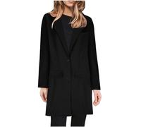 Keepink Blazer für Damen, elegant, Business-Kleidung, einfarbig, langärmelig, einreihig, Cardigan, Anzug, Oberteil, Damen, Reverskragen, Jacke, Herbst, Winter, Übermantel, 028 Schwarz, M