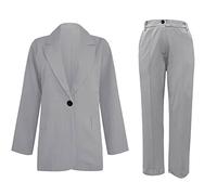 Keepink Damen-Blazer-Anzug-Set, Hosenanzüge für Frauen, elegante Hochzeitsanzüge, 2-teilige Outfits, langärmelig, Knopfjacke mit hoher Taille, Hose, Business, Arbeit, Büro, Oberbekleidung, 03 grau,