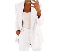 Keepink Damen-Blazer-Anzug-Set, Hosenanzüge für Frauen, elegante Hochzeitsanzüge, 2-teilige Outfits, langärmelig, Knopfjacke mit hoher Taille, Hose, Business, Arbeit, Büro, Oberbekleidung, 06 weiß,