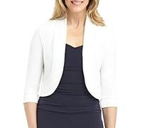 Keepink Damen Cropped-Blazer, elegant, kragenlos, Anzüge und Blazer, einfarbig, lockere Vorderseite, Anzugjacken, 3/4-Ärmel, Cardigan, Oberbekleidung, Smart Casual, Arbeit, Büro, Kleider, Shrug
