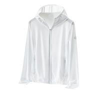 Keepink Damen Hoodie Sonnenschutz Kapuzen-T-Shirt Leicht Schnell Trocken Sport Sommer UPF 50+ UV-Schutz Jacke Langarm Sonnenshirt Wandern Outdoor Performance, 0191 Weiß, XL