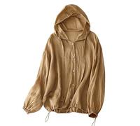 Keepink Damen-Kapuzenpullover, Sonnenschutz, leicht, schnell trocknend, Sport, Sommer, UPF 50+, UV-Schutzjacke, langärmelig, Sonnenshirt, Wandern, Outdoor-Performance, 0194 Khaki, 48