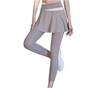 Keepink Damen-Leggings mit Rock, weich, elastisch, hohe Taille, Leggings für Workout, Laufhose, Leggings, Rock, aktive Hose für Fitnessstudio, Yoga, Sport, Tennis, UK Sales, 06 Khaki, M