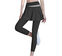Keepink Damen-Leggings mit Rock, weich, elastisch, hohe Taille, Leggings für Workout, Laufhose, Leggings, Rock, aktive Hose für Fitnessstudio, Yoga, Sport, Tennis, UK Sales, 06 Schwarz, XL