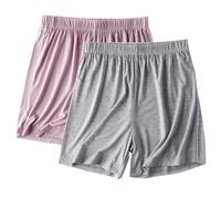 Keepink Damen-Pyjama-Shorts, elastische Taille, Boxershorts, superweich, bequem, Schlafshorts, solide Loungehose für Yoga, Fitnessstudio, Laufen, Sommer-Pyjama-Shorts für Damen, Nachtwäsche, 5 x Grau,