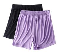 Keepink Damen-Schlafanzug-Shorts, elastische Taille, Boxershorts, super weich, bequem, Schlafshorts, solide Loungehose für Yoga, Fitnessstudio, Laufen, Sommer-Pyjama-Shorts für Damen, Nachtwäsche, 4 x