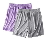 Keepink Damen-Schlafanzug-Shorts, elastische Taille, Boxershorts, super weich, bequem, Schlafshorts, solide Loungehose für Yoga, Fitnessstudio, Laufen, Sommer-Pyjama-Shorts für Damen, Nachtwäsche, 7 x