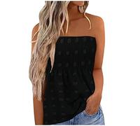 Keepink Damen-Shirts und Bluse, trägerloses Bandeau-Tank-Top, Sommer, Kompression, lässig, ärmellos, Schlauchweste, elegante Tunika, Tops, Stretch, plissiertes T-Shirt, 089 Schwarz, XXX-Large