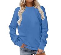 Keepink Damen-Sweatshirts ohne Kapuze, einfarbig, lockere Passform, langärmelig, Tunika, Tops, bequem, lässig, Sweatshirts, Rundhalsausschnitt, Pullover, leicht, Übergrößen, 11 Blau, 22