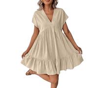 Keepink Damenkleider Größe 36/46, Chiffon, Hochzeitsgästekleid, V-Ausschnitt, Wickelkleid, hohe Taille, elegantes Langarmkleid, formelles langes Kleid, Abendkleid, Partykleid, Brautmutter-Outfits, 1 x