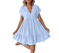 Keepink Damenkleider Größe 36/46, Chiffon, Hochzeitsgästekleid, V-Ausschnitt, Wickelkleid, hohe Taille, elegantes Langarmkleid, formelles langes Kleid, Abendkleid, Partykleid, Brautmutter-Outfits, 1 x