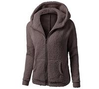 Keepink Damenmantel und Jacke, warm, Reißverschluss, Kapuzenpullover, Mantel, Herbst, Wolle, Baumwolle, Oberbekleidung, Übermantel, Langarm, Sportjacke, Parka, Outwear, UK-Größe, 066 Coffee, XL
