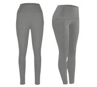Keepink Fleece-gefütterte Leggings für Damen, mit Taschen, hohe Taille, warme Winter-Yogahose, Thermo-Leggings, Laufen, Workout, Bauchkontrolle, Damenhose, Größe 36-44, 1 Grau, S