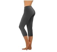 Keepink Leggings für Damen, mit Taschen, zierlich, hohe Taille, 3/4-Länge, weiche Stretch-Hose, aktive Jogginghose, Capri-Leggings für Fitnessstudio, Yoga, Workout, Laufen, 2 x Dunkelgrau, 44