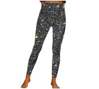 Keepink Paillettenhose für Damen, eng anliegend, mit hoher Taille, glitzernde Leggings, schmale Passform, dehnbare, lässige Yogahose, Party- und Nachtclubwear, 70er-Jahre-Disko-Outfits, M