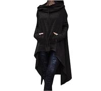 Keepink Sweatshirts für Damen, übergroße Hoodies, langer, unregelmäßiger Saum, Kapuzen-Sweatshirt, elegant, langärmelig, Tunika, Tops, lässiger Pullover, Weihnachten, Gothic-Umhang, Größe 36/46, 2 x