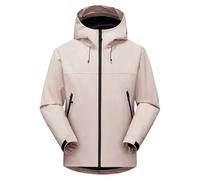 Keepink Wasserdichte Jacken für Damen, langärmelig, Kapuzenjacke, lockere warme Kapuzenjacke, lässiger Wintermantel mit Reißverschlusstasche, Outdoor-Wandern, Übergröße, Windbreaker S-3XL, 1 x Pink,