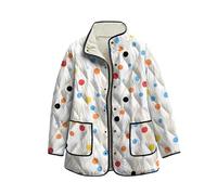 keepmore Damen Fleecepullover mit Blumenmuster Langarm offene Cardigans Stehkragen durchgehende Knopfleiste leichte Oberbekleidung mit Tasche