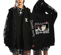 KeepRock Death Note Anime Kapuzenpulli mit Reißverschluss Unisex Casual L-Lawliet gedruckt Sweatshirt mit Reißverschluss Y2k Jacke
