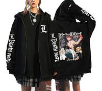KeepRock Death Note Anime Kapuzenpulli mit Reißverschluss Unisex Casual L-Lawliet gedruckt Sweatshirt mit Reißverschluss Y2k Jacke