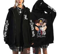 KeepRock Death Note Anime Kapuzenpulli mit Reißverschluss Unisex Casual L-Lawliet gedruckt Sweatshirt mit Reißverschluss Y2k Jacke