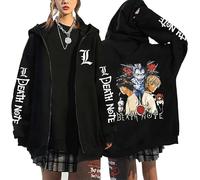 KeepRock Death Note Anime Kapuzenpulli mit Reißverschluss Unisex Casual L-Lawliet gedruckt Sweatshirt mit Reißverschluss Y2k Jacke