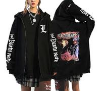KeepRock Death Note Anime Kapuzenpulli mit Reißverschluss Unisex Casual L-Lawliet gedruckt Sweatshirt mit Reißverschluss Y2k Jacke