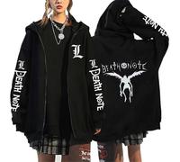 KeepRock Death Note Anime Kapuzenpulli mit Reißverschluss Unisex Casual L-Lawliet gedruckt Sweatshirt mit Reißverschluss Y2k Jacke
