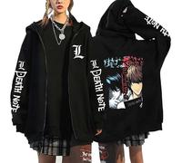 KeepRock Death Note Anime Kapuzenpulli mit Reißverschluss Unisex Casual L-Lawliet gedruckt Sweatshirt mit Reißverschluss Y2k Jacke
