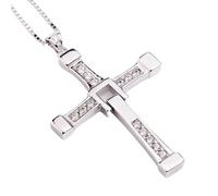 KEERSONG Fast and Furious Dominic Toretto Vin Diesel Gleiche Halskette 925 Sterling Silber Kreuz Halskette Geschenk for Männer Frauen Damen Mädchen Jungen(70CM(28INS),22G(FOR BOYS))