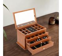 KEESUNG Schmuckkästchen aus Holz, Schmuckkasten mit 3 Schubladen Schmuckaufbewahrung Schmuck-Organizer Vintage Schmuckkästchen Desktop-Schmuckkabinett für Schmuck, Halsketten, Ringe