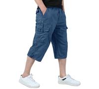 KEFITEVD 3/4 Hose Herren Cargo Bermuda Baumwolle Caprihose Cargobermudas
