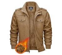 KEFITEVD Fliegerjacke Herren Übergangsjacke Winter Gefüttert Jacke Warm Herrenjacke Multi Taschen Yellowstone Jacke Herren Khaki M