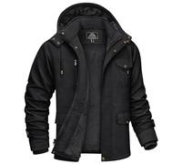 KEFITEVD Herren Winterparka Warme Winterjacke mit Abnehmbare Kapuze Gefüttert Parka Jacke Winter Jacket Baumwolle Übergangsjacke mit Innenfleece Militär Jacke Schwarz 2XL (Etikett: 6XL)