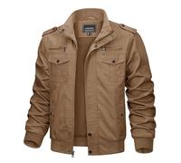 KEFITEVD Jacke Herren Frühling Herbst Herrenjacke Bundeswehr Jacke Bomberjacke Männer Übergangsjacke Bomber Blouson Herren Motorradjacke Übergangsjacke Kurz Mantel Khaki 3XL