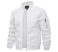 KEFITEVD Leichte Sommerjacke Herren Bomber Jacke Frühling Sommer Herrenjacke Übergangsjacke Herbst Weiß 2XL