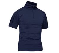 KEFITEVD Tactical Shirt Kurzarm Sommer Combat Shirt Paintball US Army T-Shirt Militär Kleidung Outdoor Shirt Slim Fit Dunkelblau L