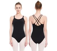 Kefiyis Ballett Trikot Damen Camisole Turnanzug Hohe Elastizität Ballettkleidung Damen Ballettanzug Turnanzug Gymnastikanzug Leotard Tanz body Schwarz 2XL