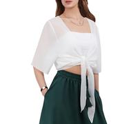 Kefiyis Bolero Damen Chiffon Boleros Festlich Elegan Bolero Jacke Leicht Dünn Bolero Jäckchen Casual Bolerojacke Weiß XXL