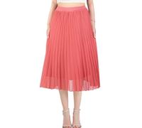 Kefiyis Rock Damen Lang Plisseerock Damen Sommer Rock A Linie Elastische Hohe Taille Faltenrock Elegant Chiffon Midi Röcke Orange S